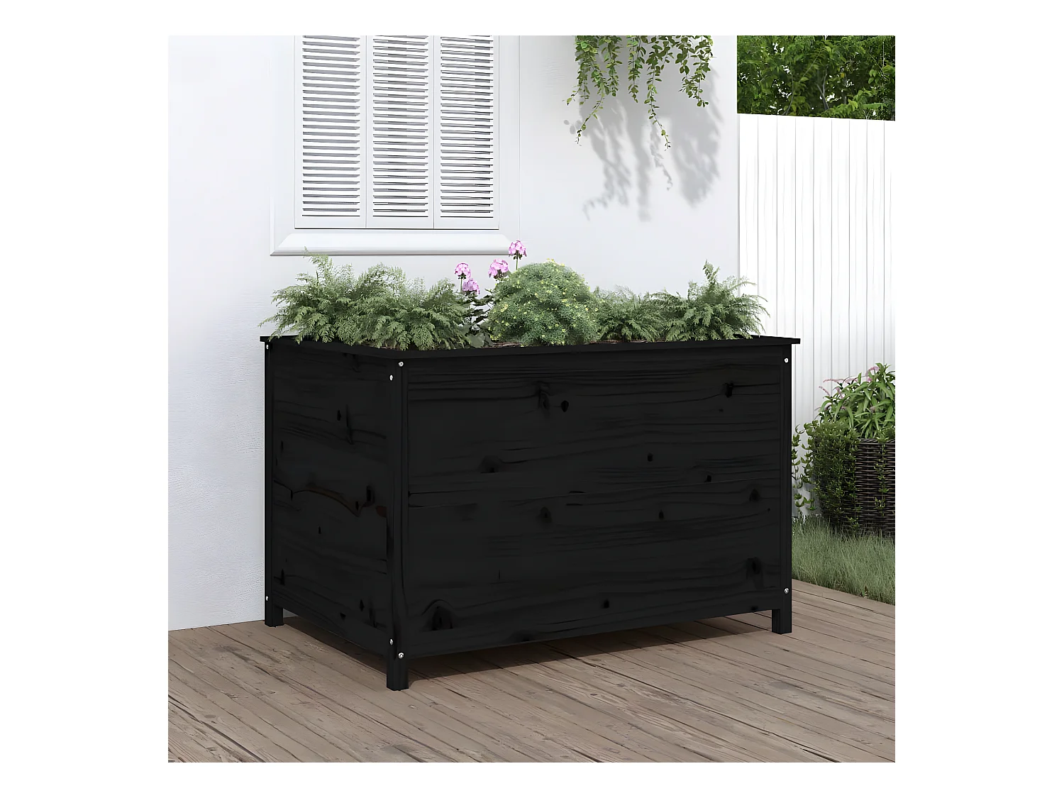 Jardinera elevado de jardín madera de pino negro 119,5x82,5x78 cm ES33687
