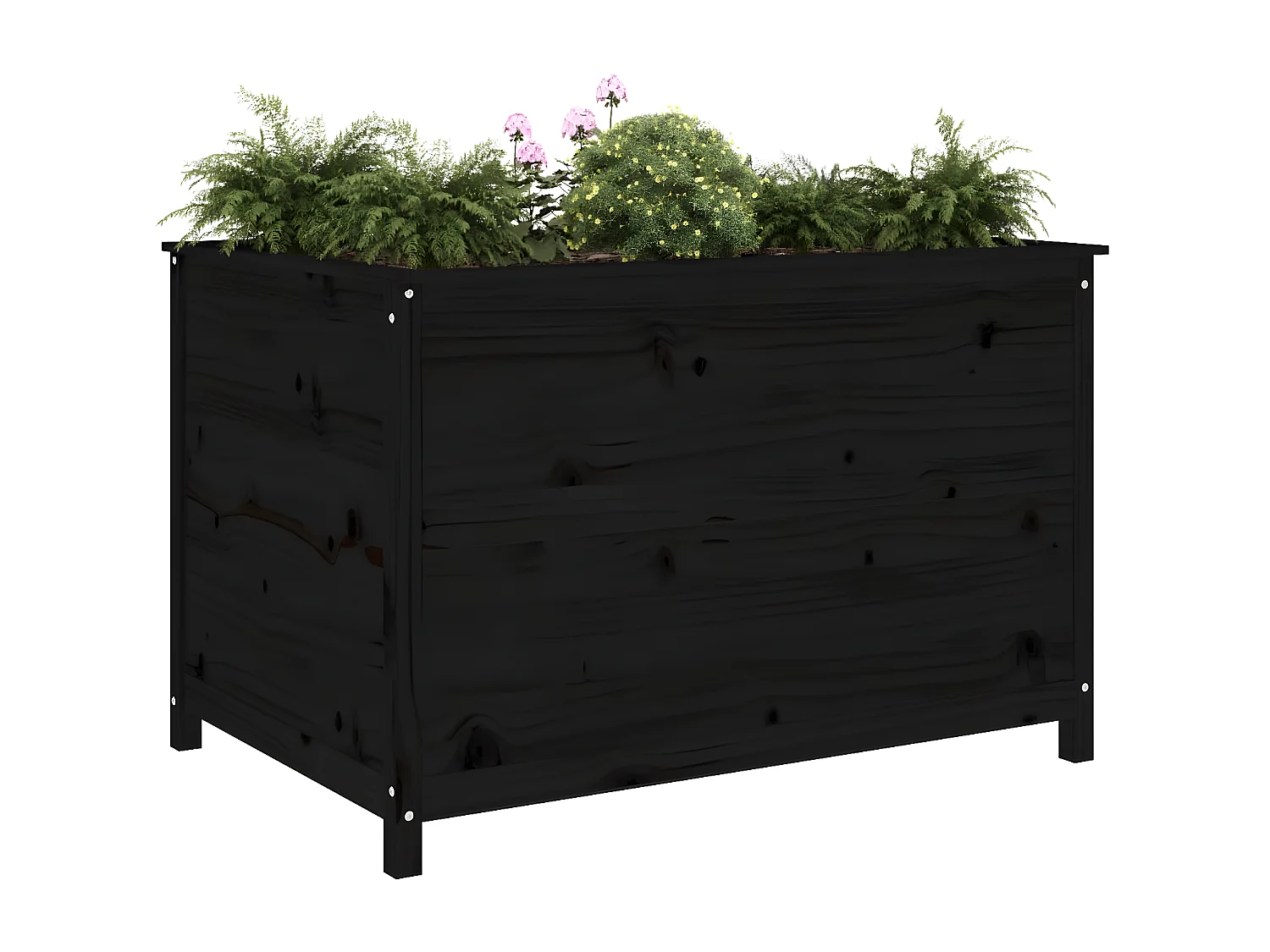Jardinera elevado de jardín madera de pino negro 119,5x82,5x78 cm ES33687