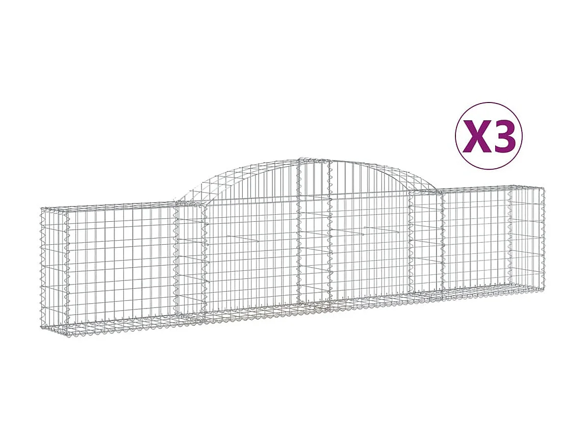 Paniers à gabions arqués 3 pcs 300x30x60/80 cm Fer galvanisé WVGQ5276