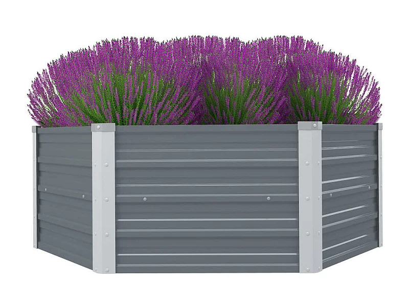 Jardinera elevada 129x129x46 cm acero galvanizado gris ES64445