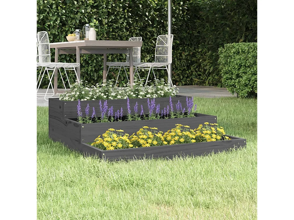 Jardinière Gris 78x78x27 cm Bois massif de pin BE2862