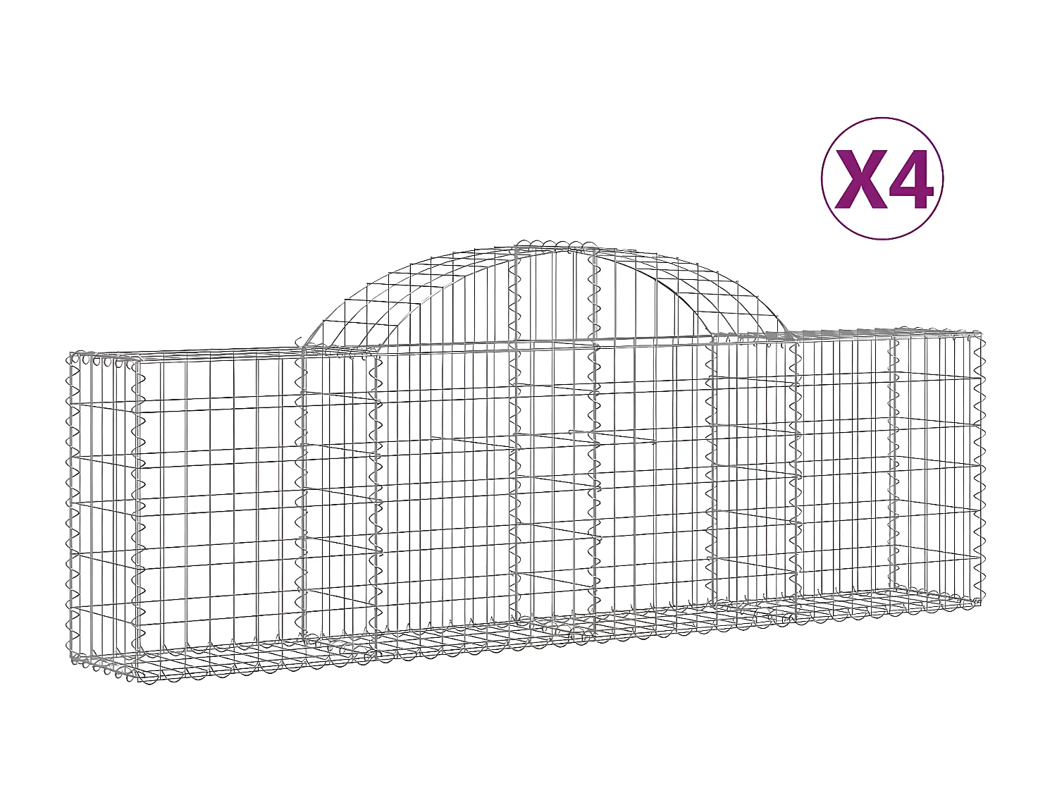 Paniers à gabions arqués 4 pcs 200x30x60/80 cm Fer galvanisé WVGQ7564