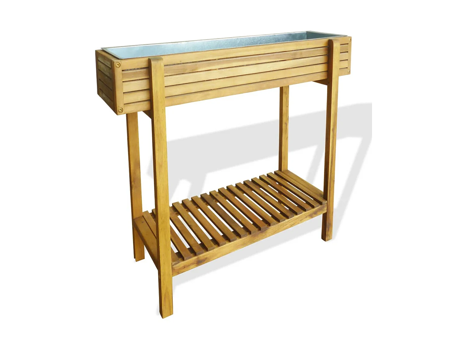 Jardinera de madera maciza de acacia y zinc ES64753