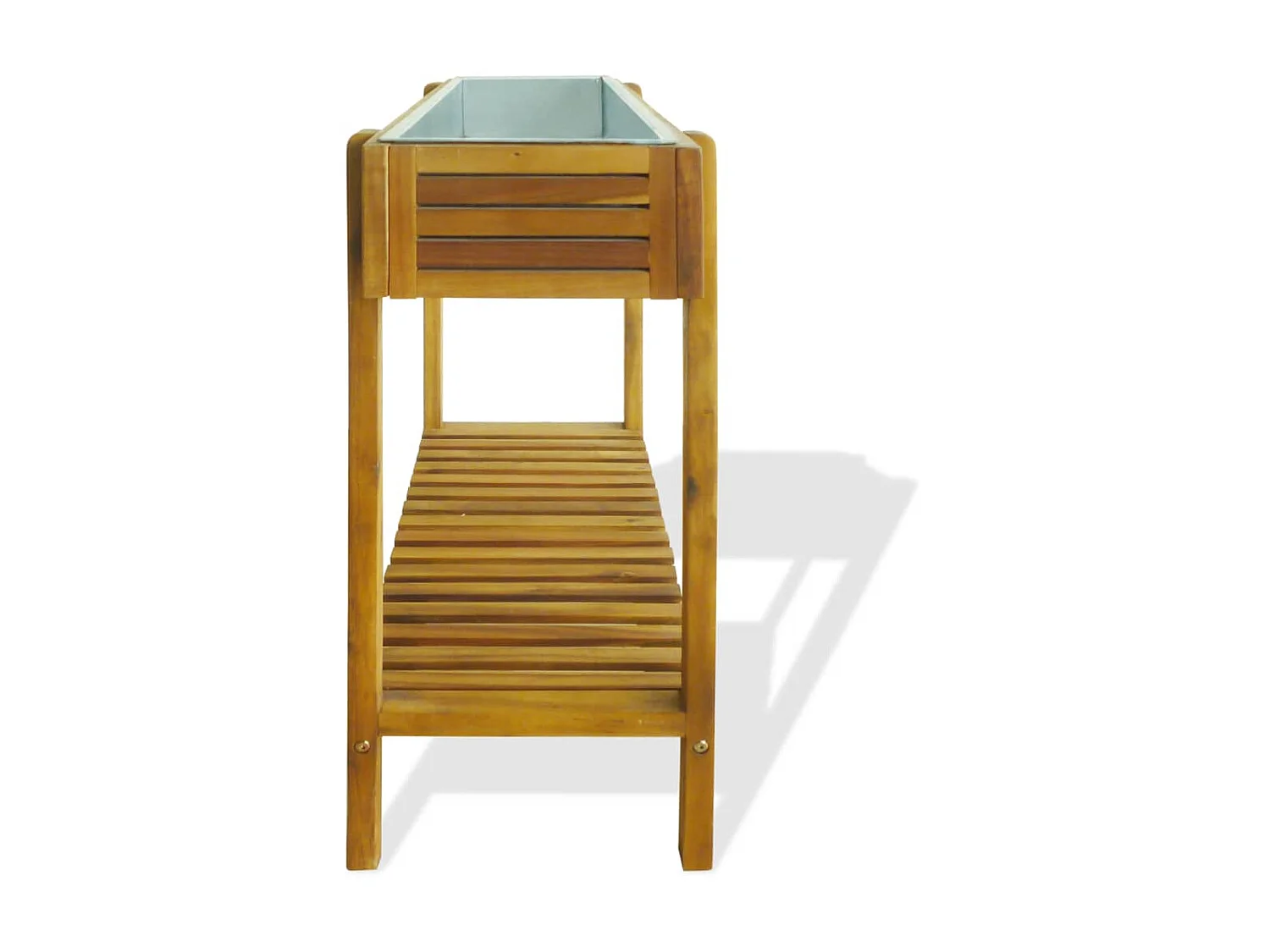 Jardinera de madera maciza de acacia y zinc ES64753