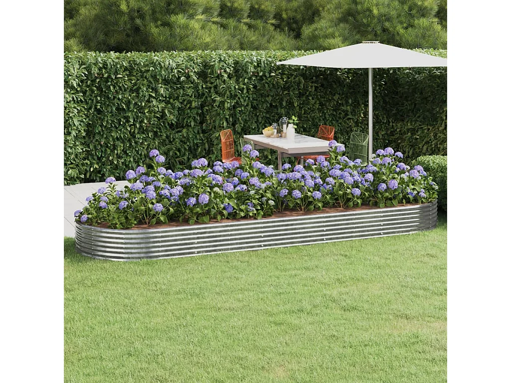 Jardinera arriate acero recubrimiento polvo plata 450x140x36 cm ES61066