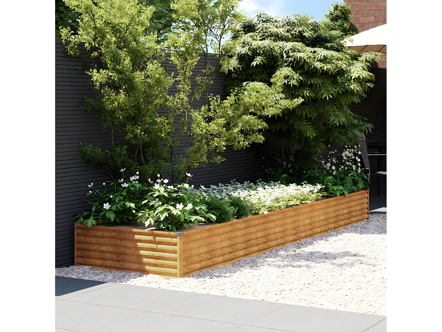 Canteiro elevado de jardim 387x100x36 cm aço corten PT191153