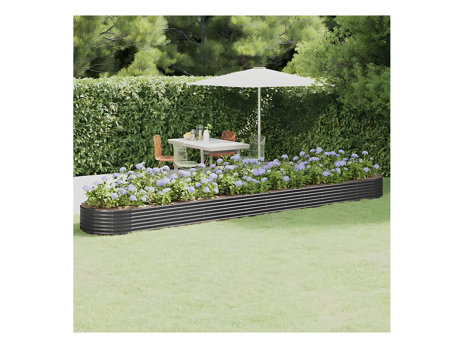Jardinera arriate acero recubierto polvo antracita 544x100x36cm ES40893