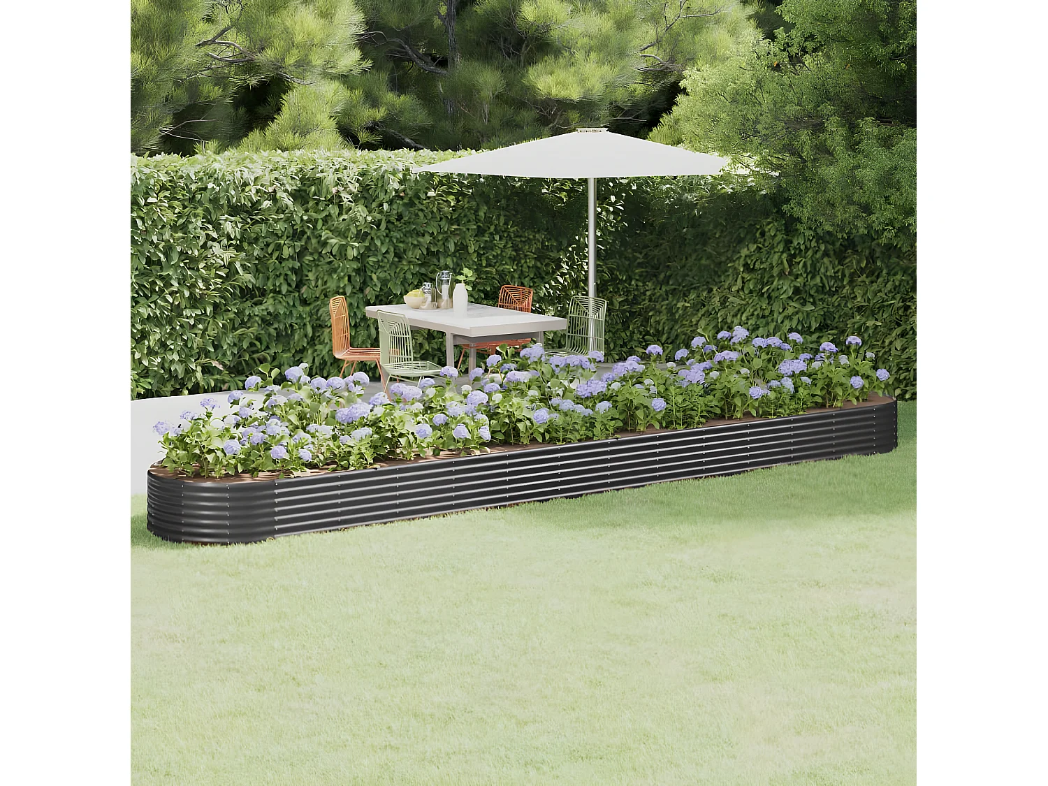 Plantenbak 544x100x36 cm gepoedercoat staal antracietkleurig