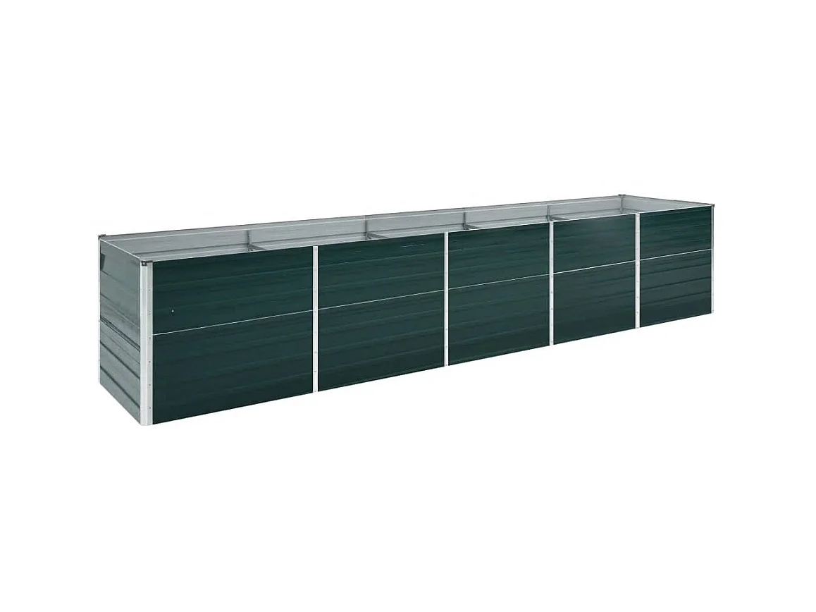 Jardinera de jardín de acero galvanizado verde 400x80x77 cm ES78903