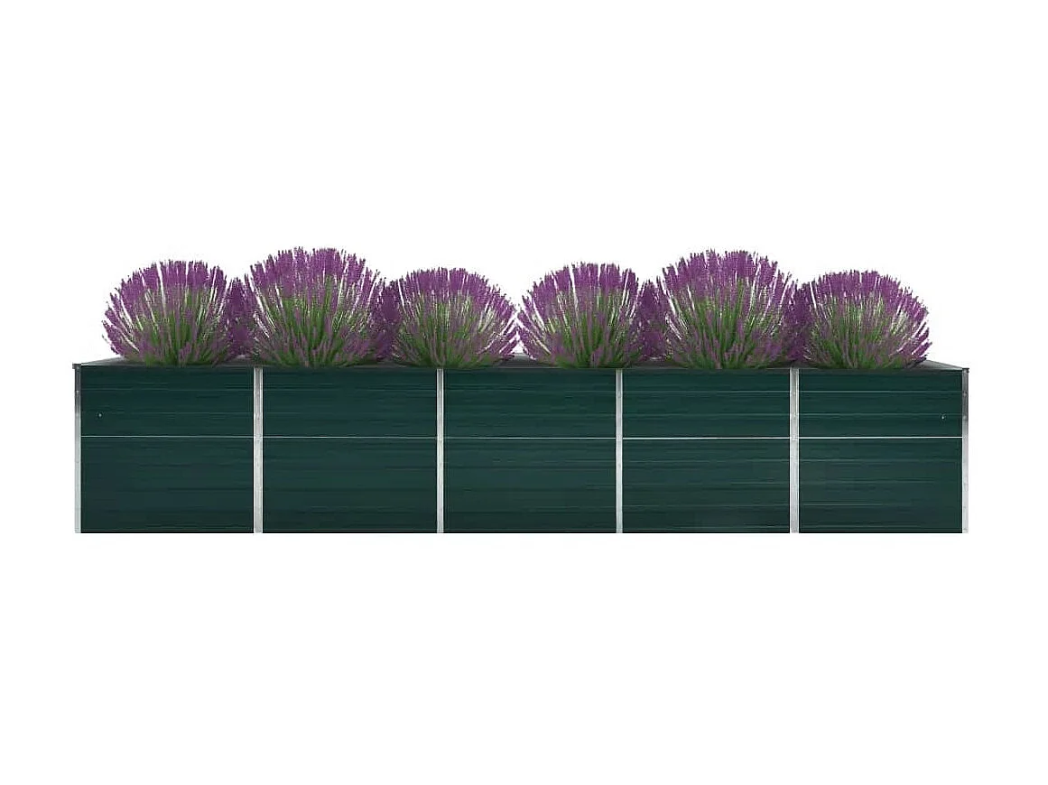 Jardinera de jardín de acero galvanizado verde 400x80x77 cm ES78903
