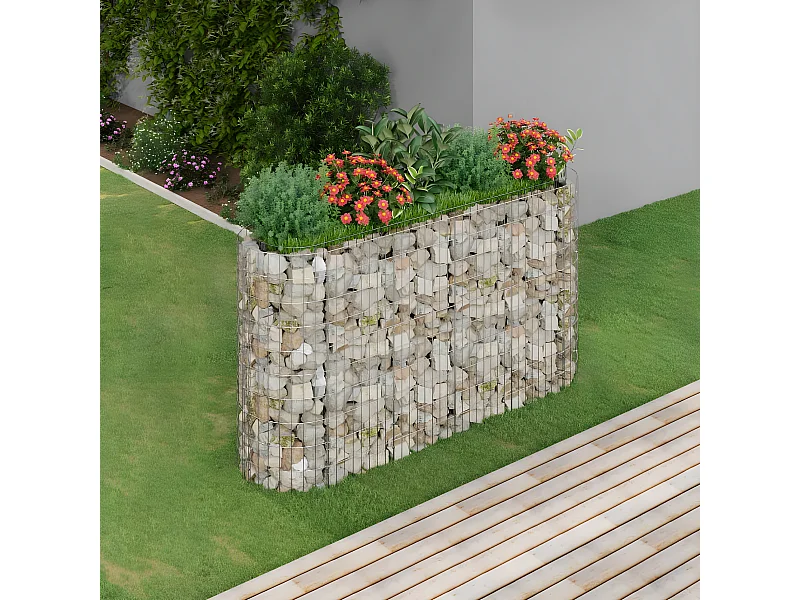 Arriate de gaviones de hierro galvanizado 190x50x100 cm ES77309