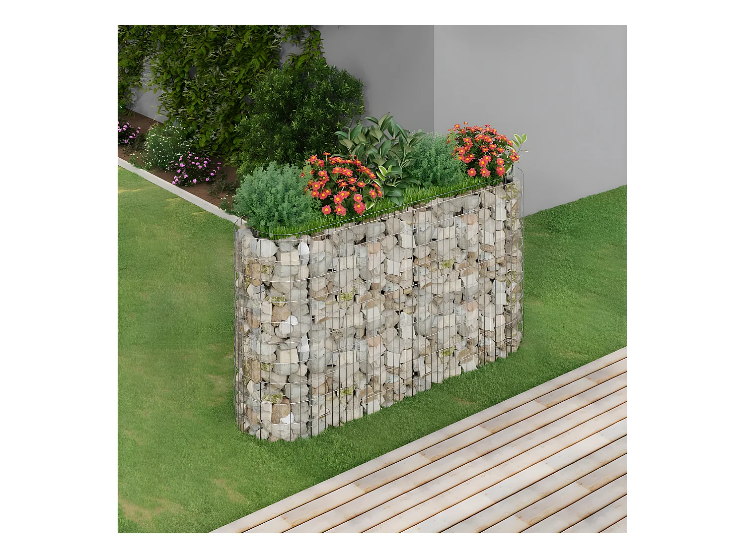 Arriate de gaviones de hierro galvanizado 190x50x100 cm ES77309