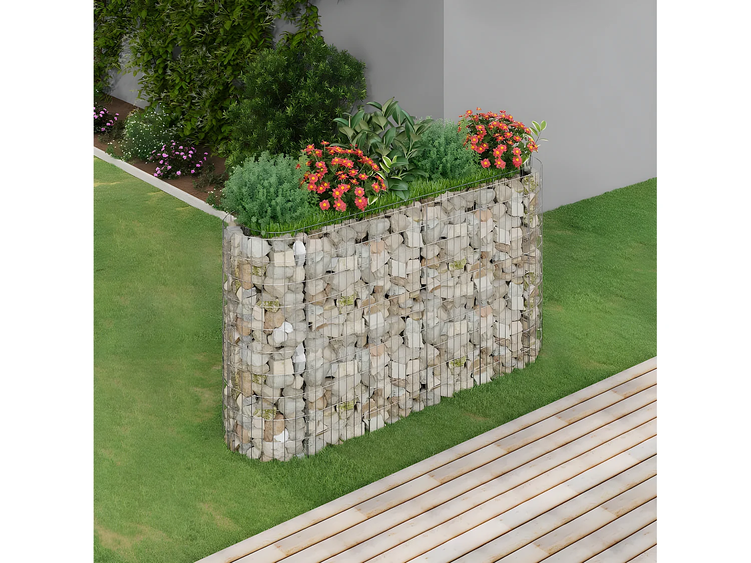 Canteiro elevado/cesto gabião 190x50x100 cm ferro galvanizado PT719707