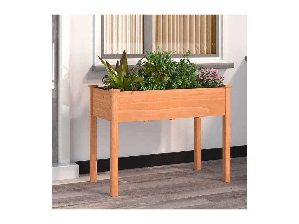 Jardinière avec doublure marron 118x59x76 cm bois massif sapin BE3252