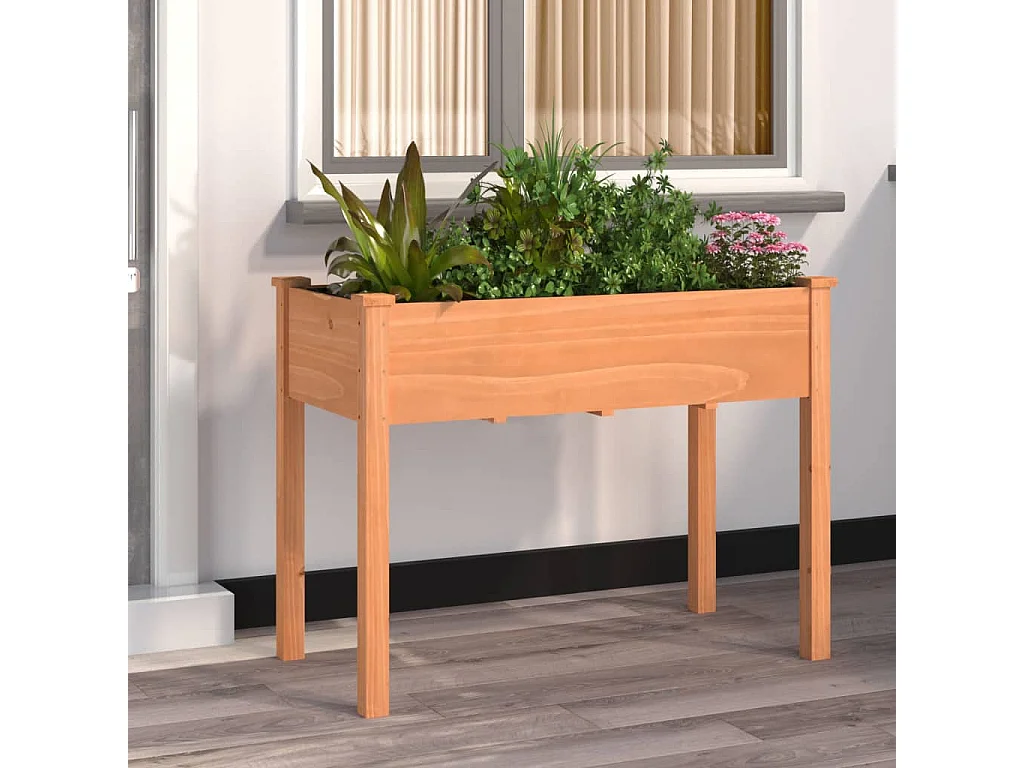 Jardinière avec doublure marron 118x59x76 cm bois massif sapin BE3252