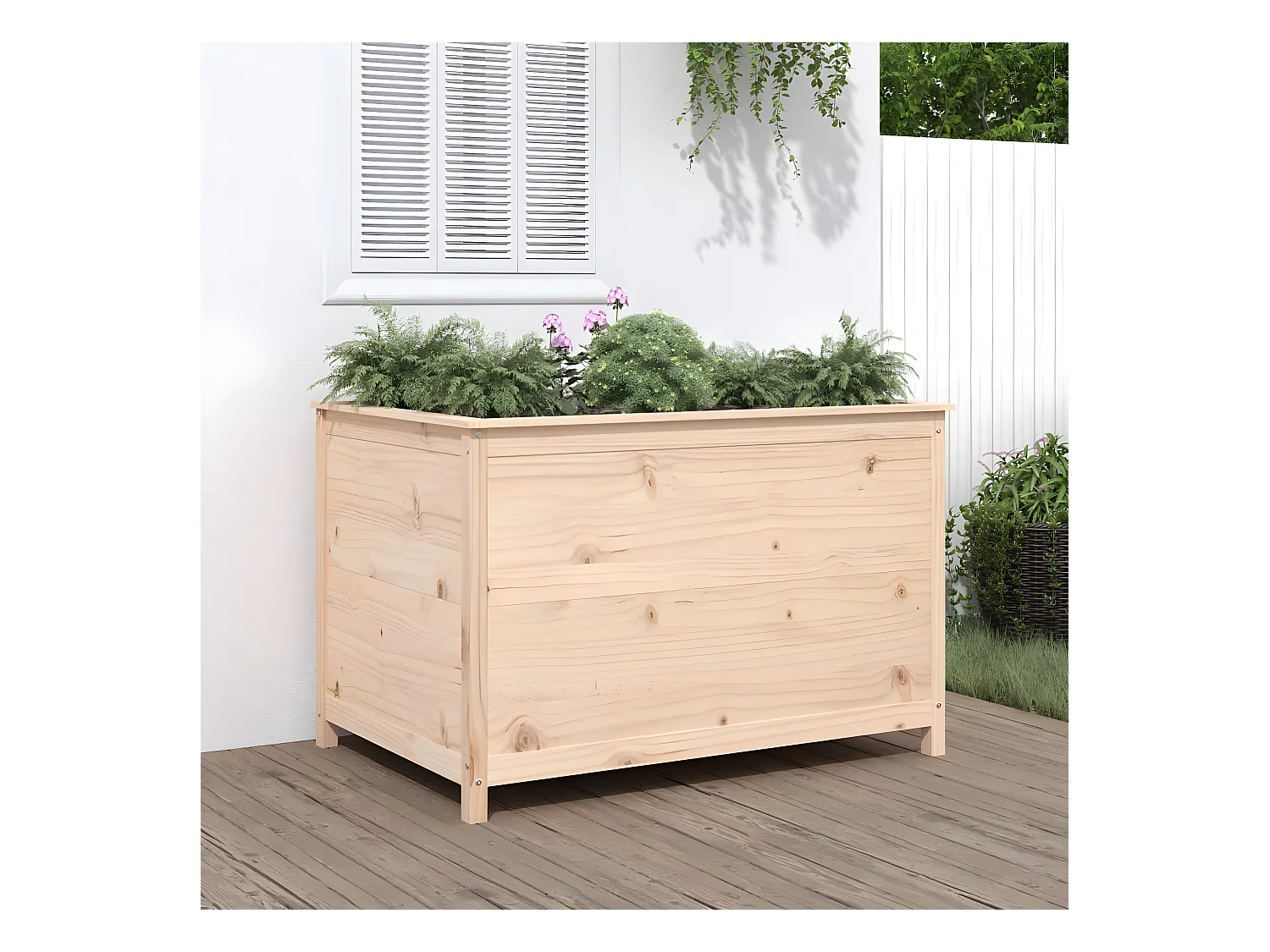 Jardinera elevado de jardín madera maciza pino 119,5x82,5x78 cm ES59705