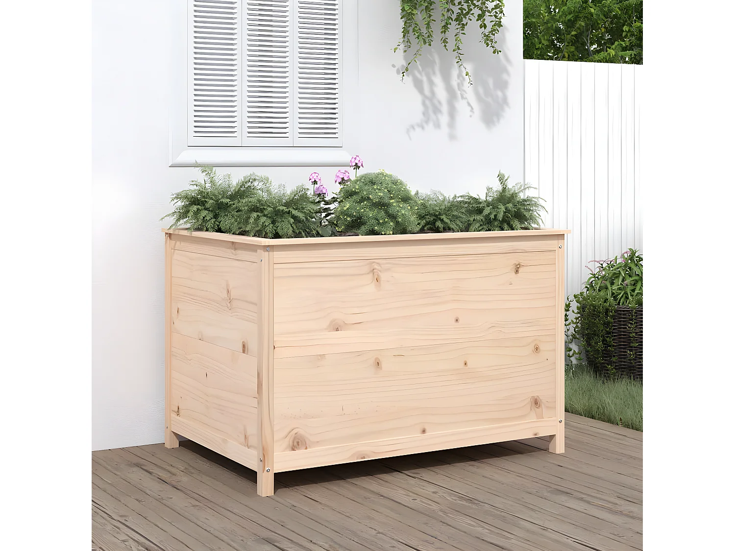 Jardinera elevado de jardín madera maciza pino 119,5x82,5x78 cm ES59705