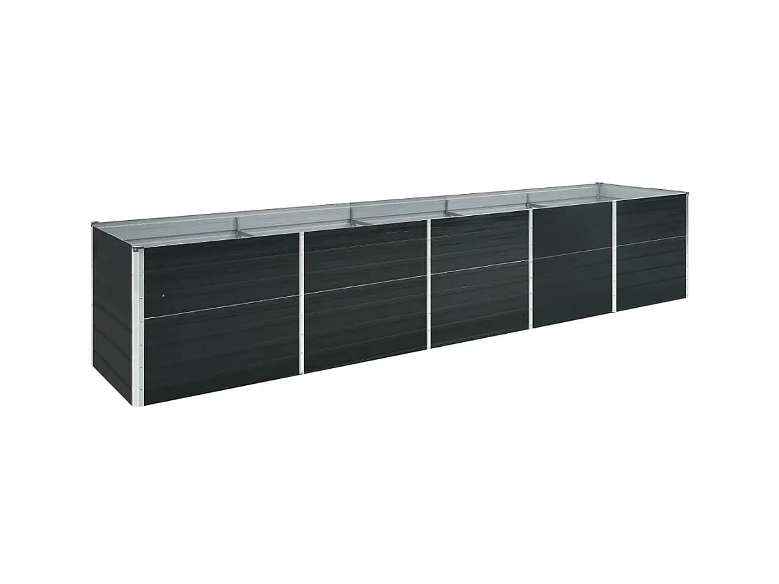 Jardinera de jardín de acero galvanizado antracita 400x80x77 cm ES56905