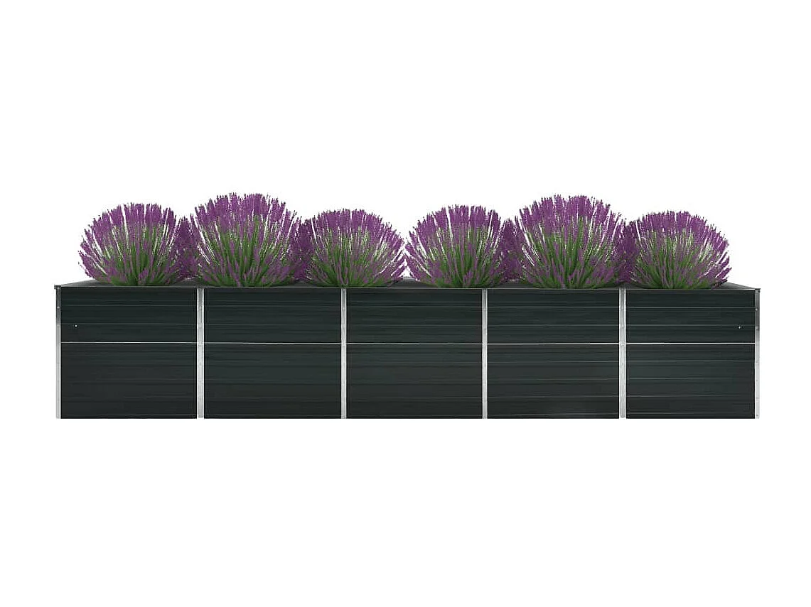 Jardinera de jardín de acero galvanizado antracita 400x80x77 cm ES56905