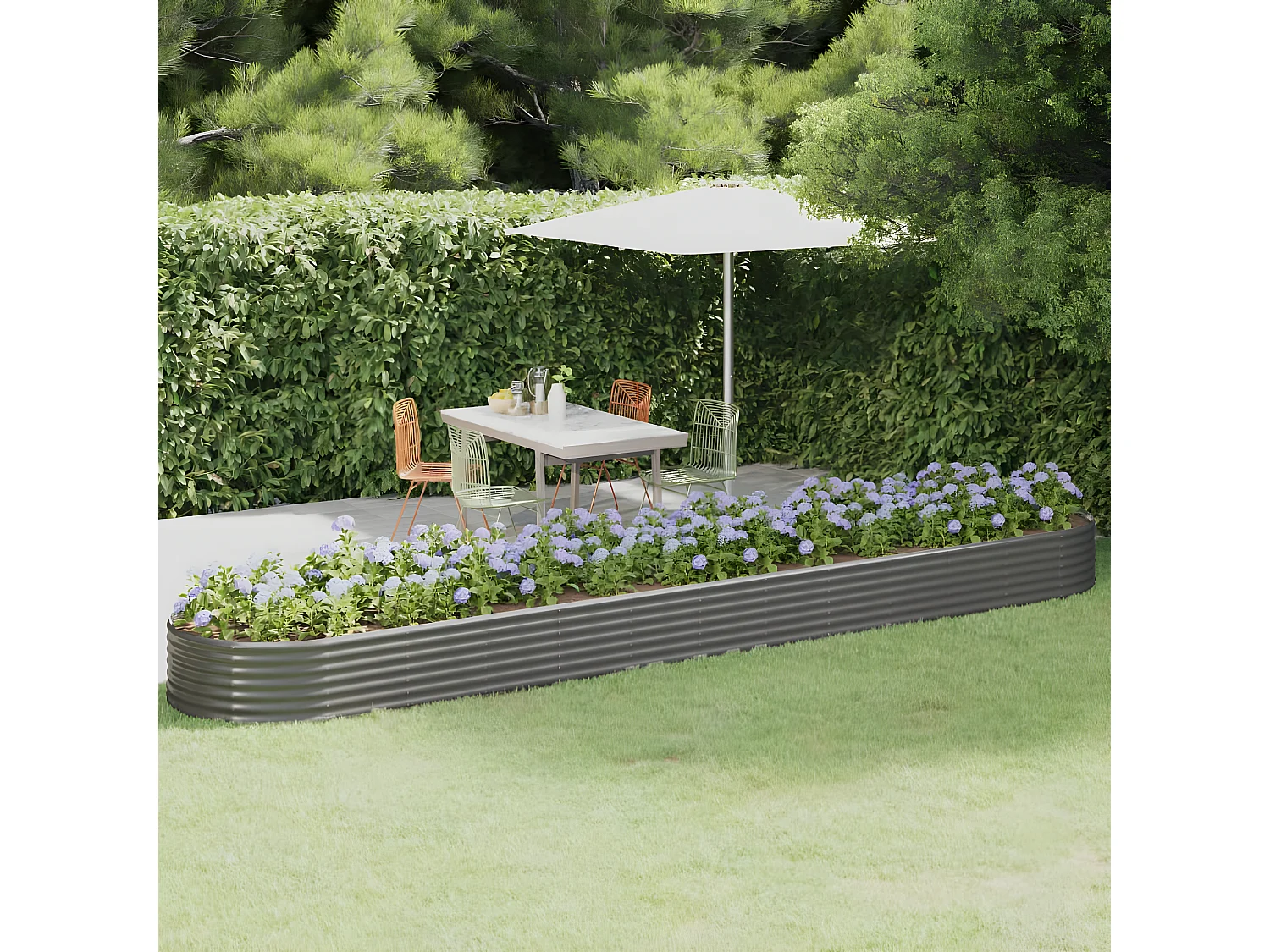 Jardinera arriate acero recubrimiento polvo gris 507x100x36 cm ES23520