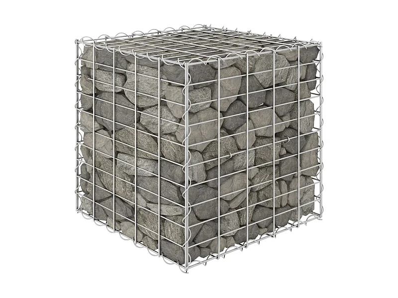 Lit surélevé cube à gabion Fil d'acier 50x50x50 cm WVGQ8042