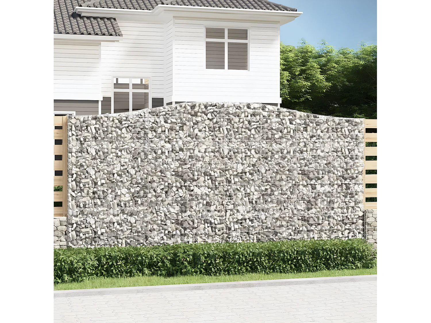 Cesta gaviones forma arco hierro galvanizado 400x50x200/220 cm ES93429