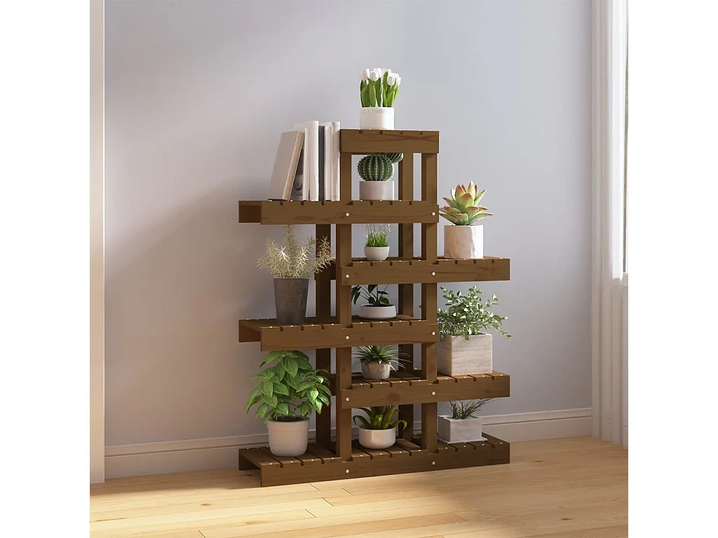 Suporte para plantas 85x25x109,5 cm pinho maciço castanho mel PT786016