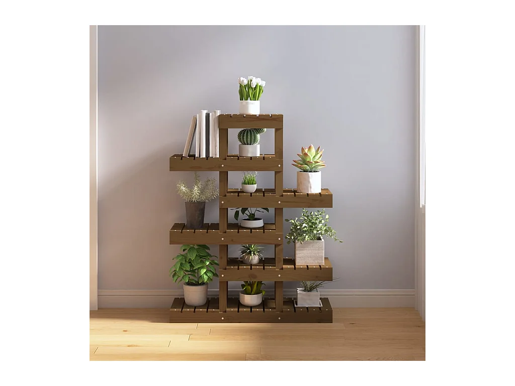 Jardinière Support à plantes Marron miel 85x25x109,5 cm Bois massif pin BE9398