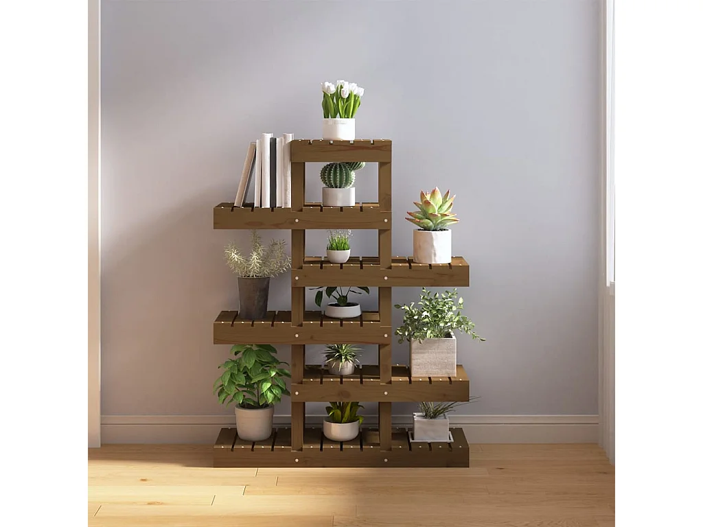 Jardinière Support à plantes Marron miel 85x25x109,5 cm Bois massif pin BE9398