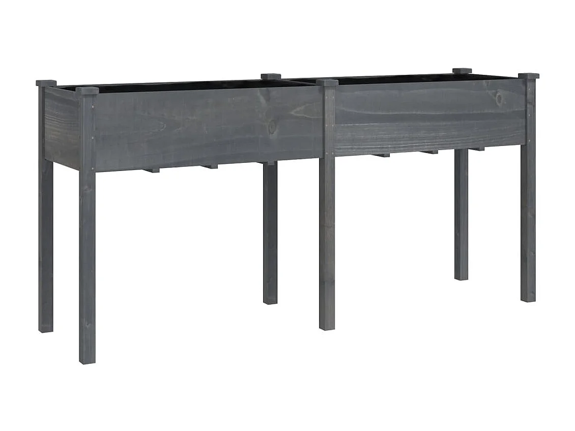 Jardinière avec doublure gris 161x45x76 cm bois massif de sapin BE5518