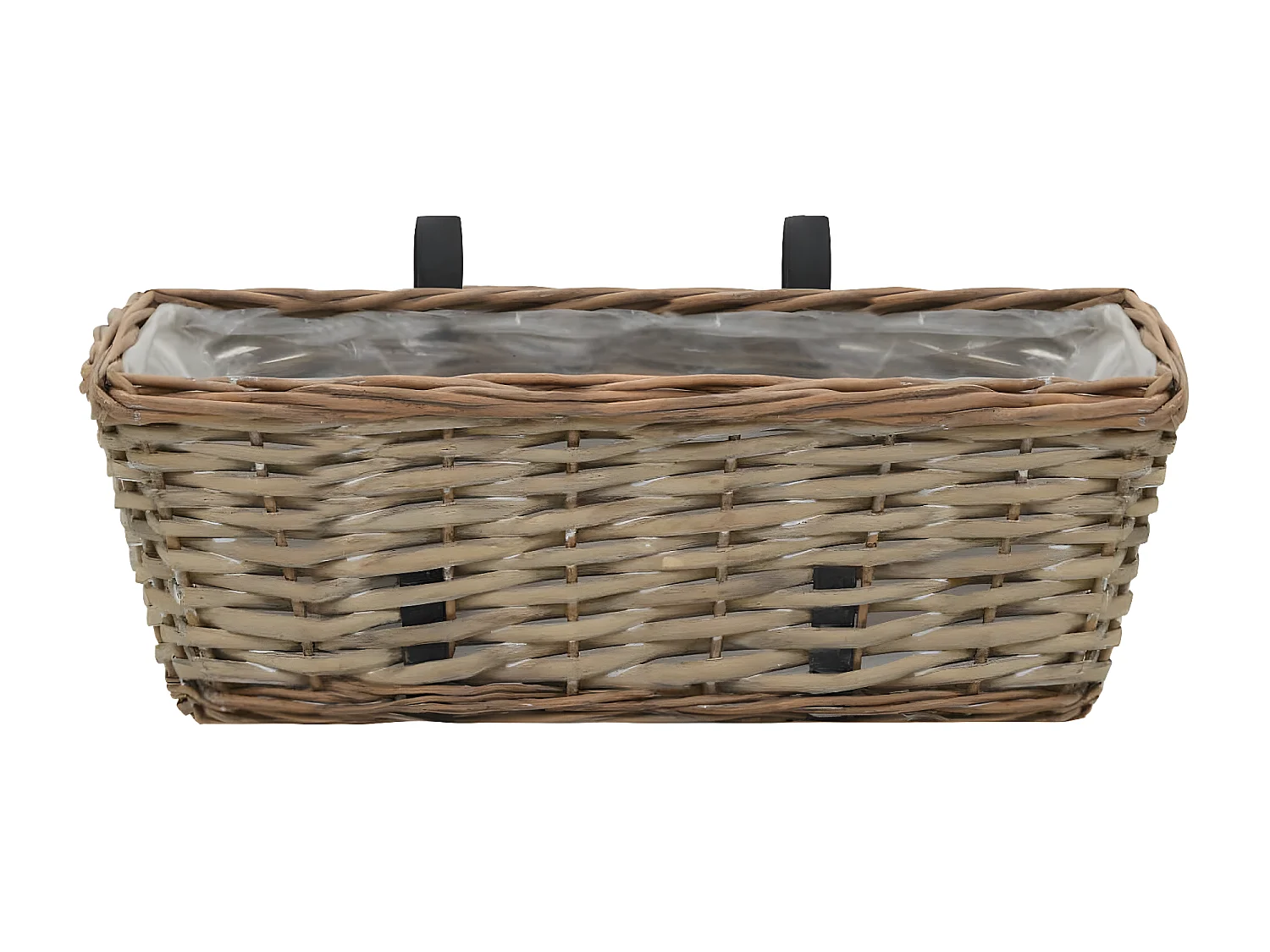 Jardinière de balcon 2 pcs Osier avec doublure en PE 40 cm BE3458