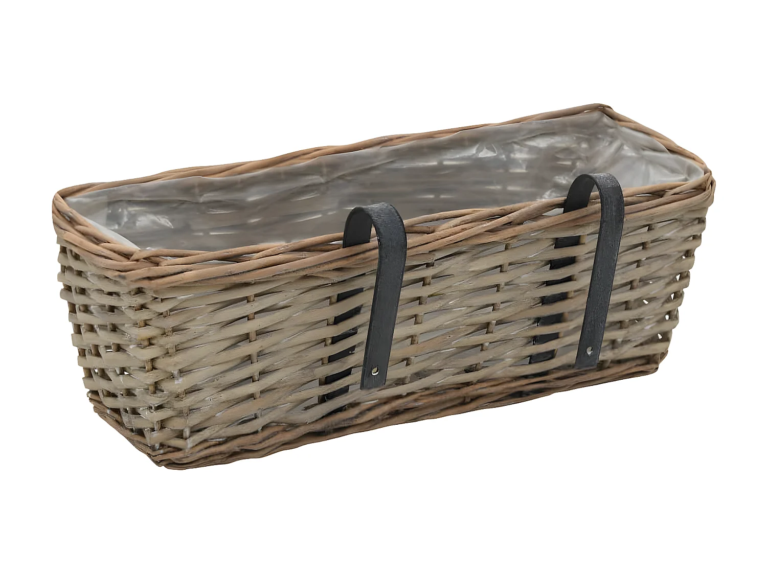 Jardinière de balcon 2 pcs Osier avec doublure en PE 40 cm BE3458