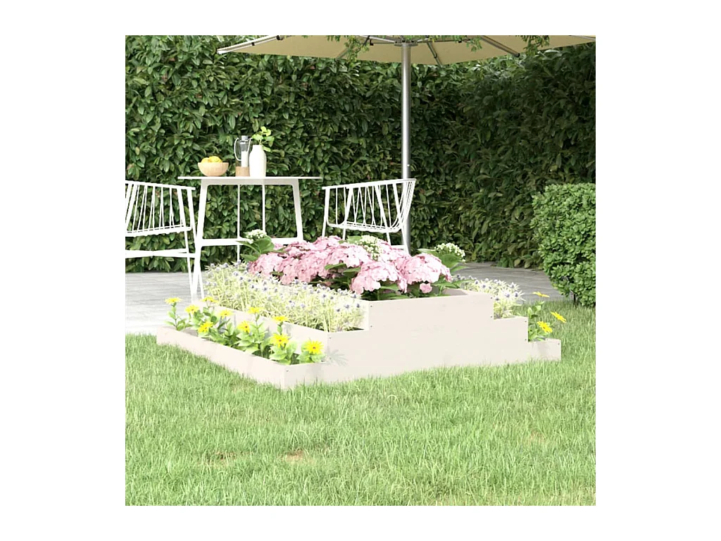 Jardinière Blanc 110x110x27 cm Bois massif de pin BE2465