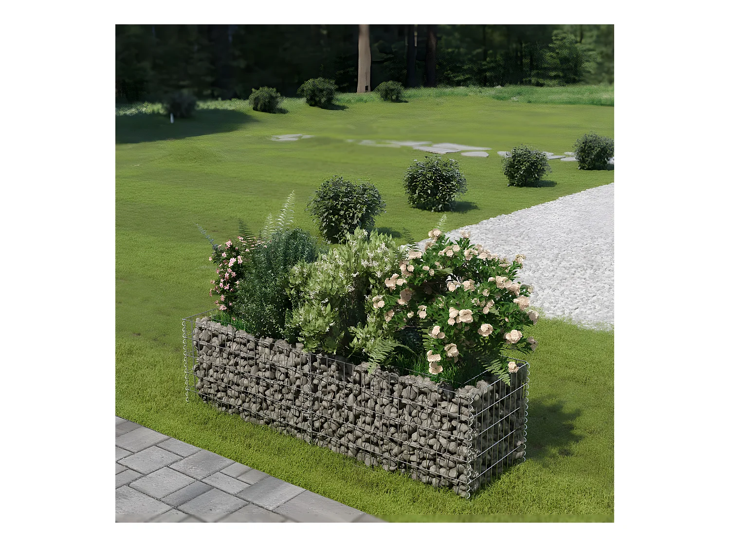 Lit surélevé à gabion Acier galvanisé 180x50x50 cm WVGQ3732
