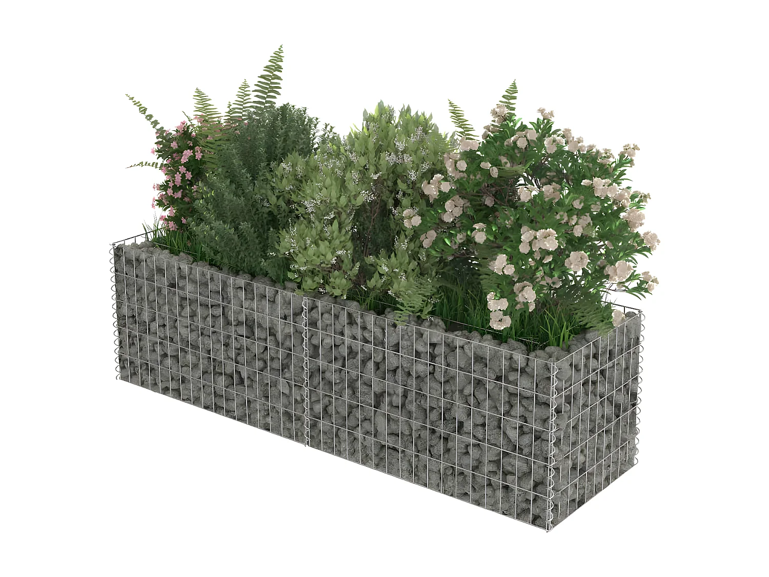 Lit surélevé à gabion Acier galvanisé 180x50x50 cm WVGQ3732