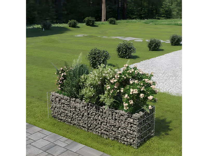 Lit surélevé à gabion Acier galvanisé 180x50x50 cm WVGQ3732