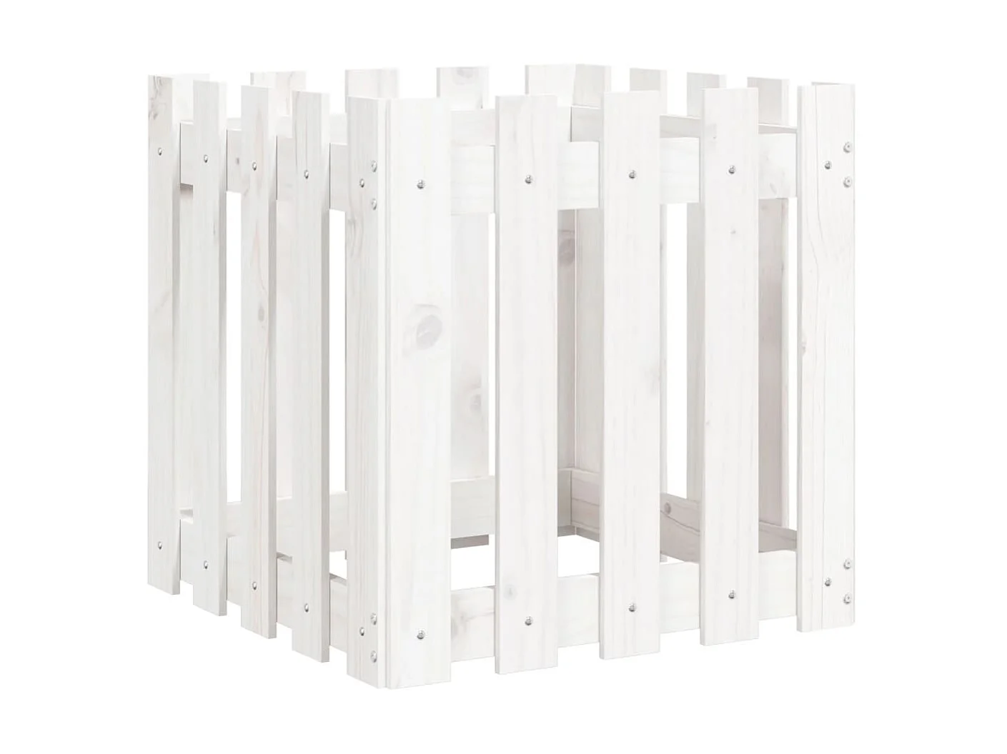 Vaso de jardim c/ design cerca 50x50x50 cm pinho maciço branco PT394816