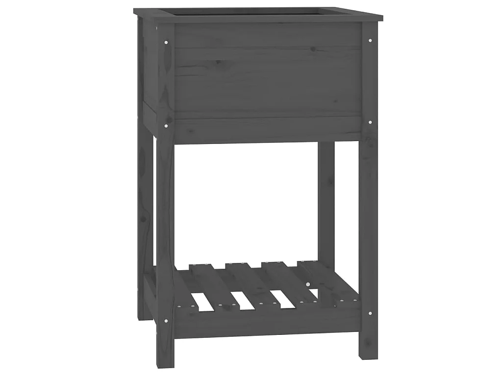 Jardinière avec étagère Gris 54x54x81 cm Bois massif de pin BE5858