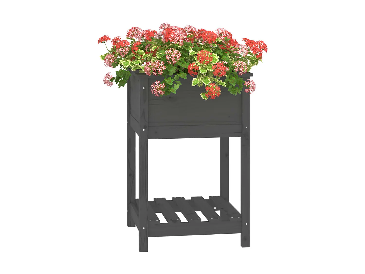 Jardinière avec étagère Gris 54x54x81 cm Bois massif de pin BE5858