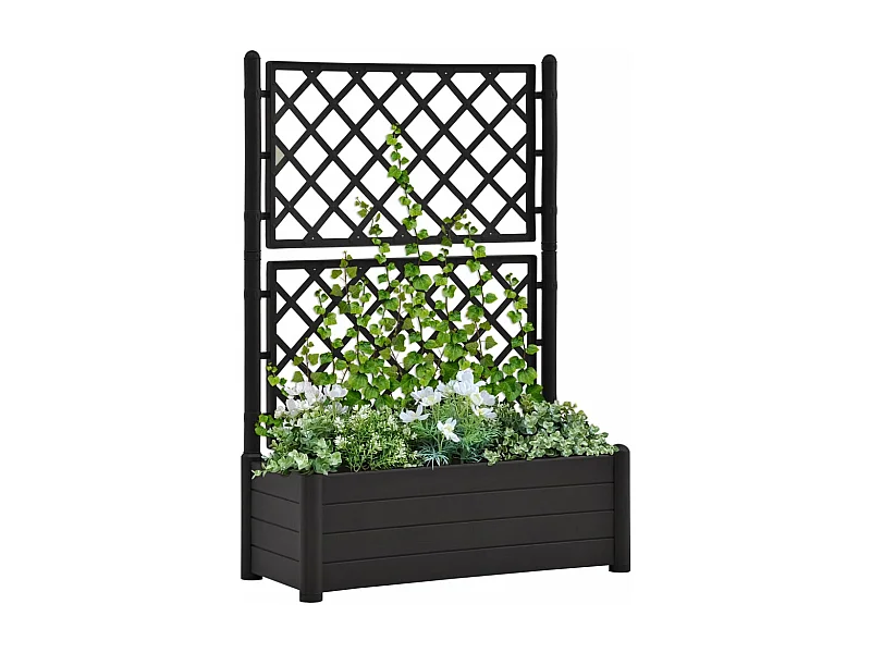 Jardinera con enrejado PP gris antracita 100x43x142 cm ES56856