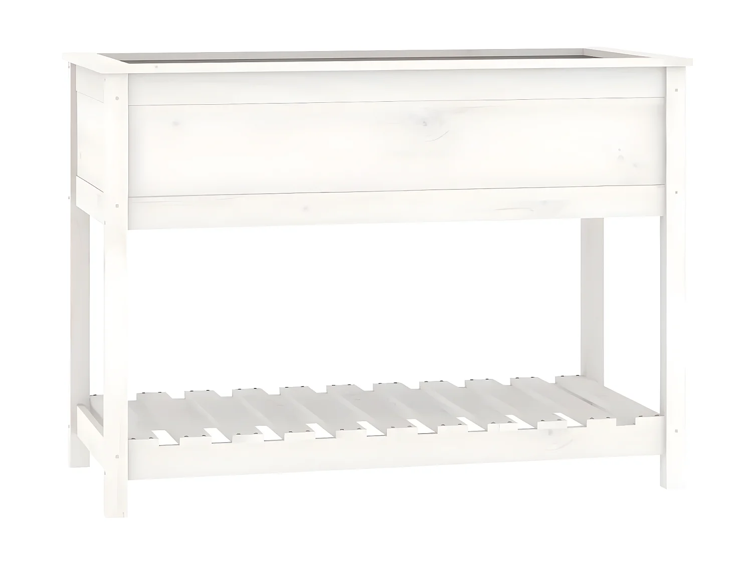 Jardinière avec étagère Blanc 111,5x54x81 cm Bois massif de pin BE4541