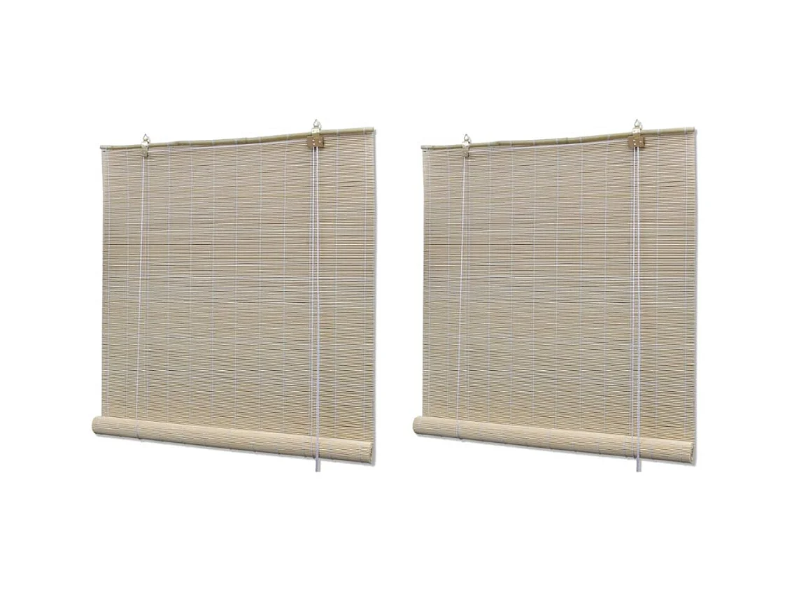 Rolgordijnen 2 st 120x160 cm bamboe natuurlijk NL621495