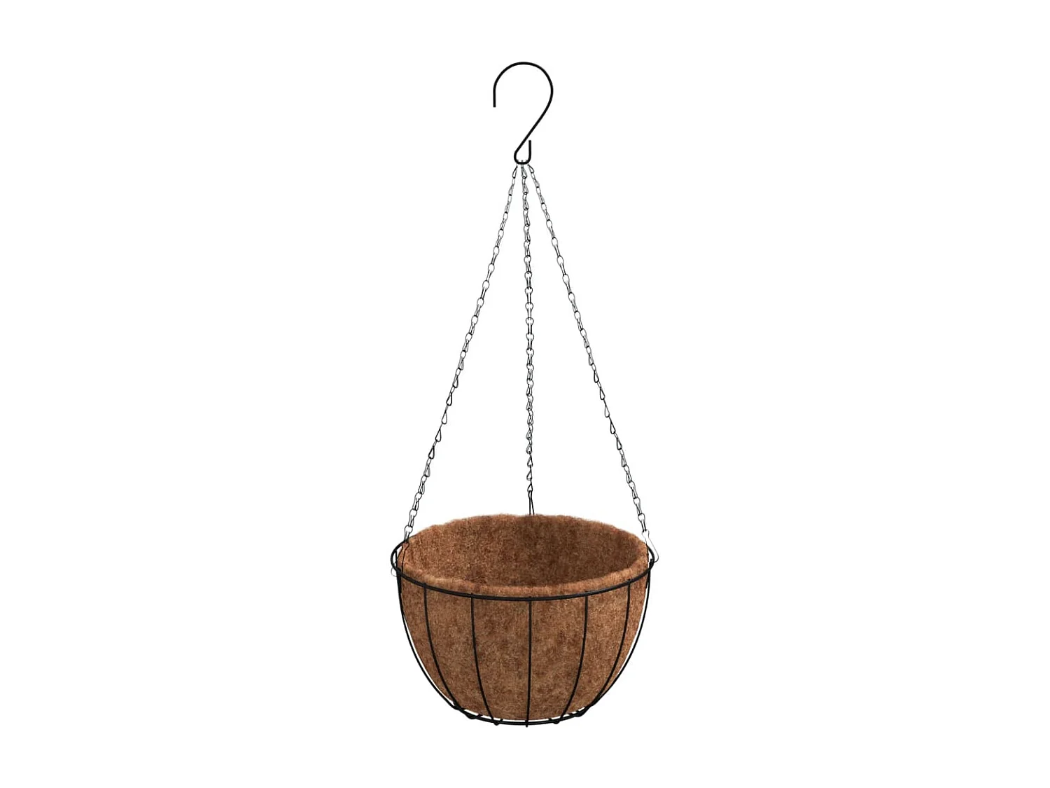 Plantenbakken hangend 4 st met kokosbak staal Ø 40x63 cm zwart NL787828