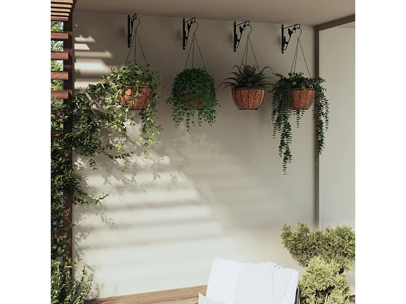 Soportes para cestas colgantes con maceteros 4 uds acero negro ES962277