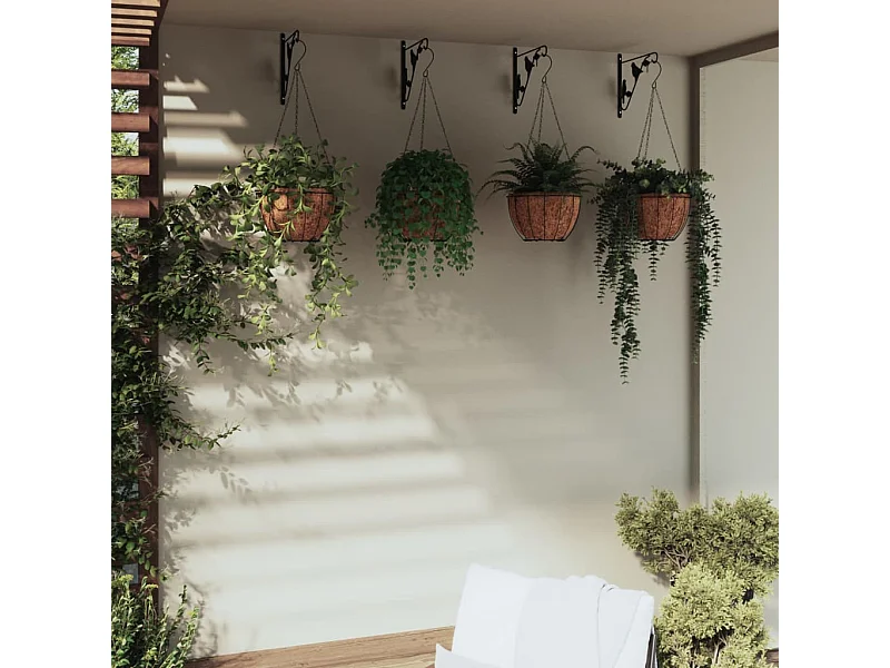 Soportes para cestas colgantes con maceteros 4 uds acero negro ES853104