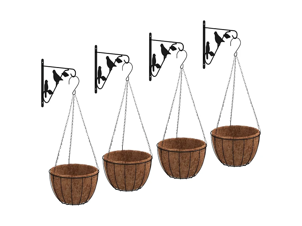 Hangmandbeugels met plantenbakken 4 st staal zwart NL804438