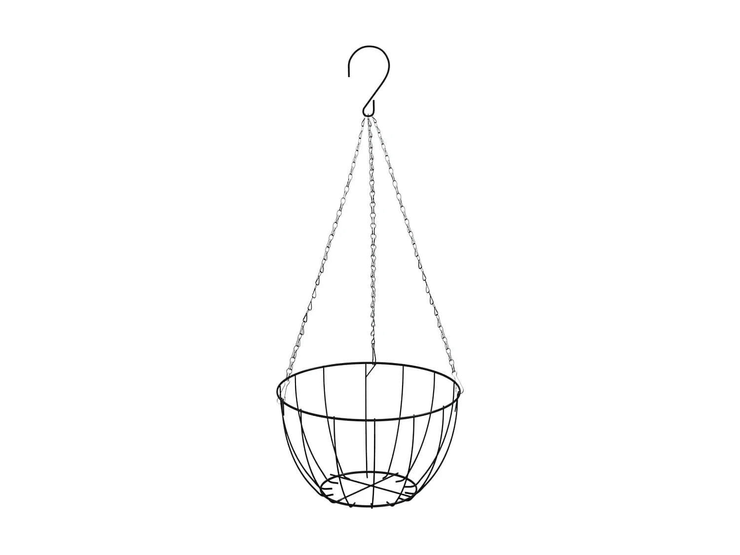 Supports de panier suspendu avec jardinières 4 pcs noir acier WVGQ8626