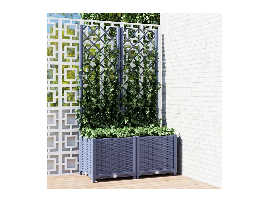 Jardinière avec treillis Gris foncé 80x40x136 cm PP BE4317