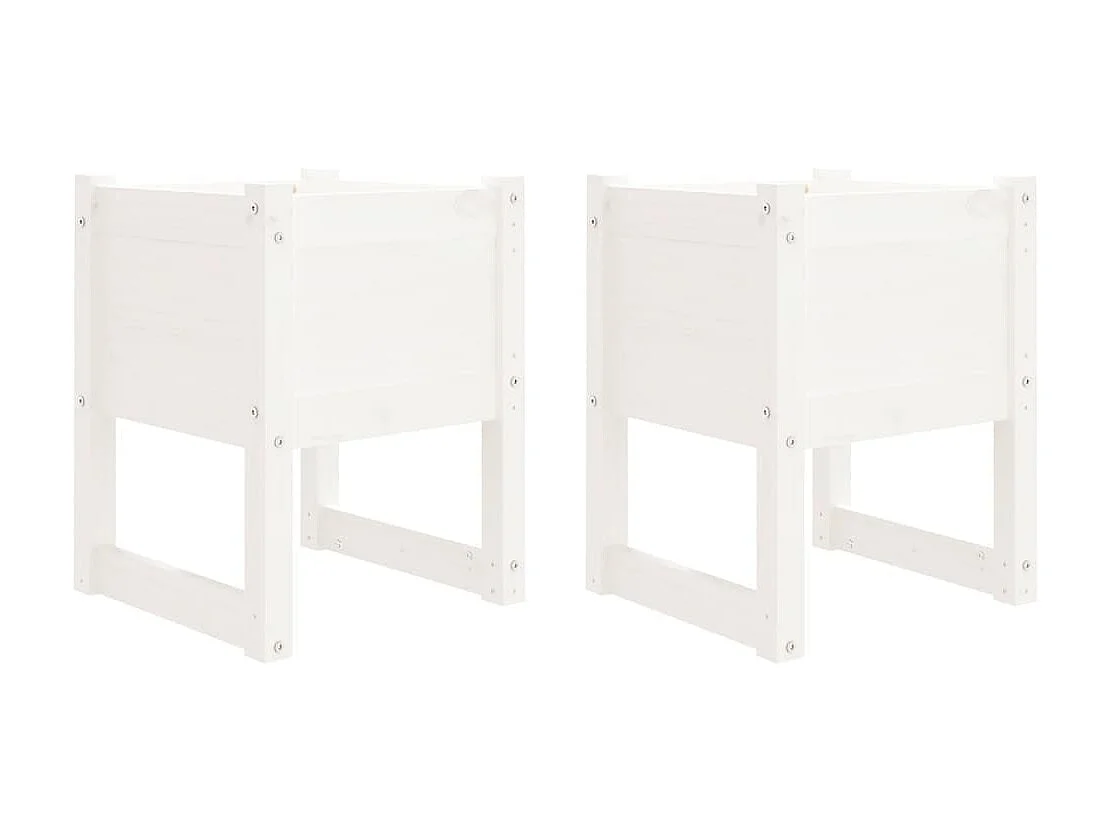 Jardinières 2 pcs Blanc 40x40x52,5 cm Bois massif de pin BE3179
