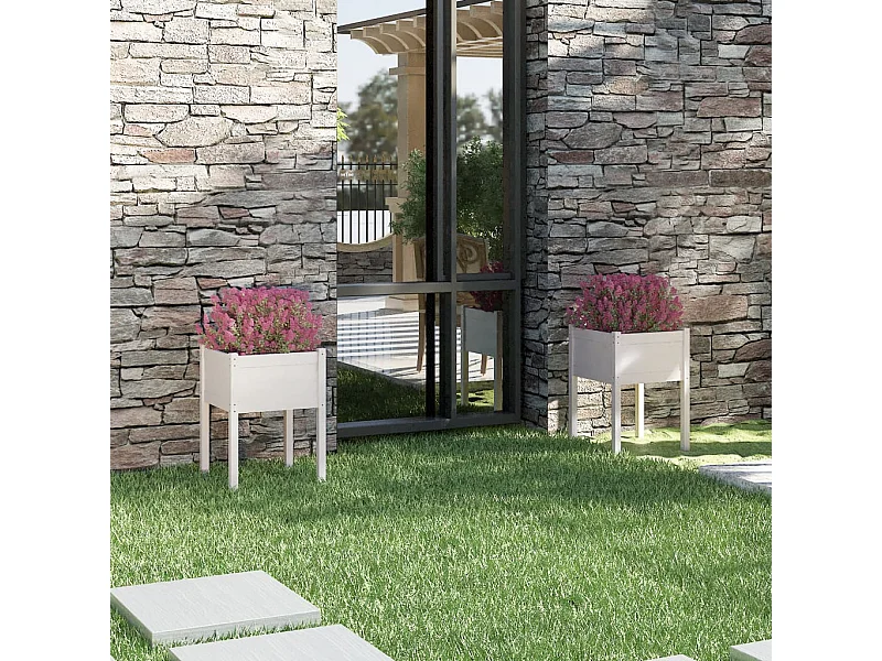 Vaso/floreira de jardim 2 pcs 50x50x70 cm pinho maciço branco PT831488